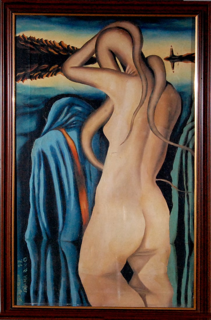 SABYASACHI OIL ON CANVAS ENIGMA 33 X 20 IN SIGNED LOWER LEFT - 2