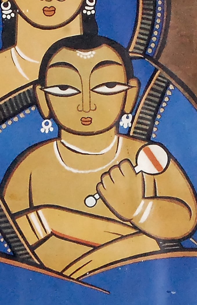 JAMINI ROY (1887-1972) MADONNA AND CHILD PRINT ON CLOTH 17 X 9 IN - 2