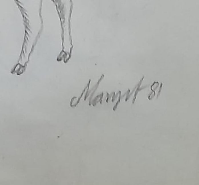 MANJIT BAWA (1941–2008) PENCIL ON PAPERUNTITLED (TWO GOATS WITH TREE FORM) 1981 - 2