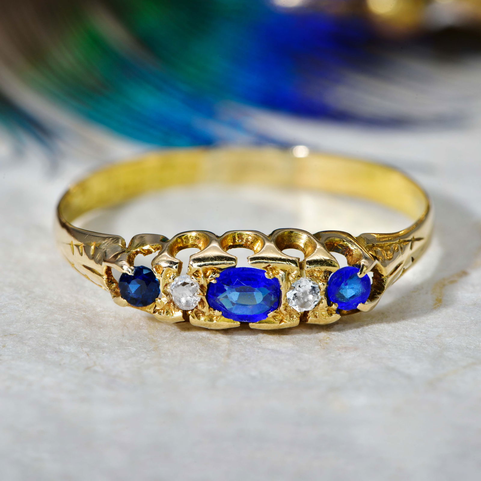 Antique 18ct Garnet, Sapphire and Paste Ring (1 of 6)