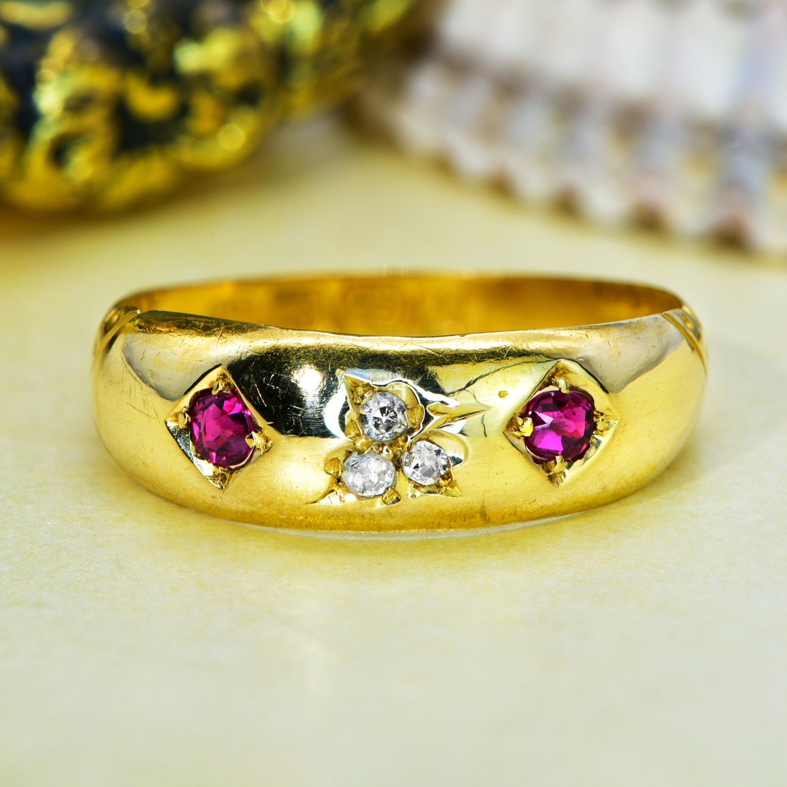 Antique 1893 18ct Ruby and Diamond Ring (1 of 6)
