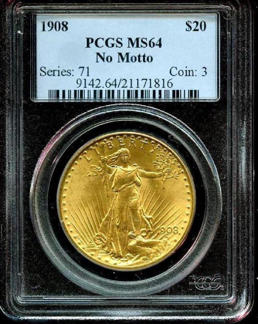 1908 MS 64 No Motto PCGS $ 20 Saint Gauden's (1 of 1)