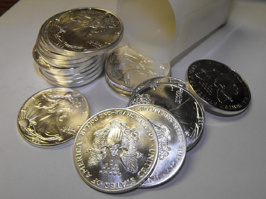 Roll of 20 Assorted Date Silver Eagles-UNC (1 of 1)