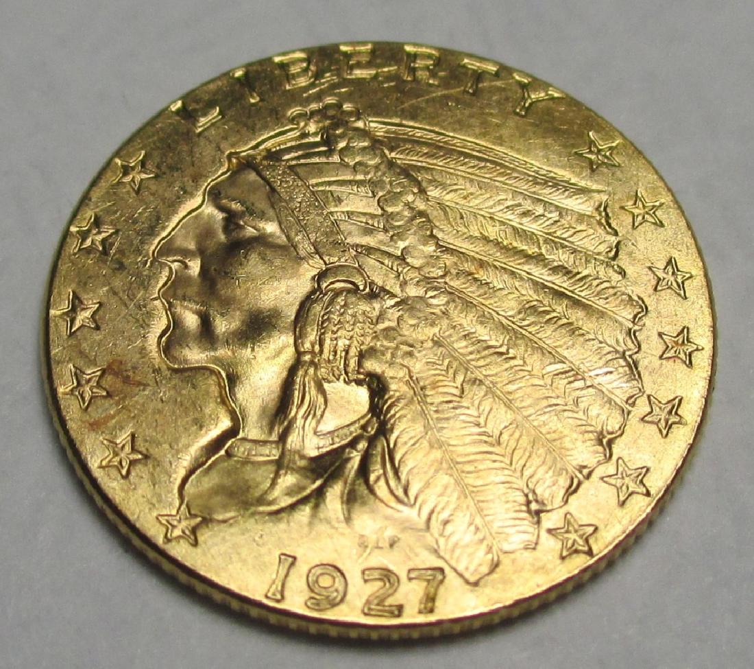 1927 Better Grade $2.5 Gold Indian Quarter Eagle (1 of 2)