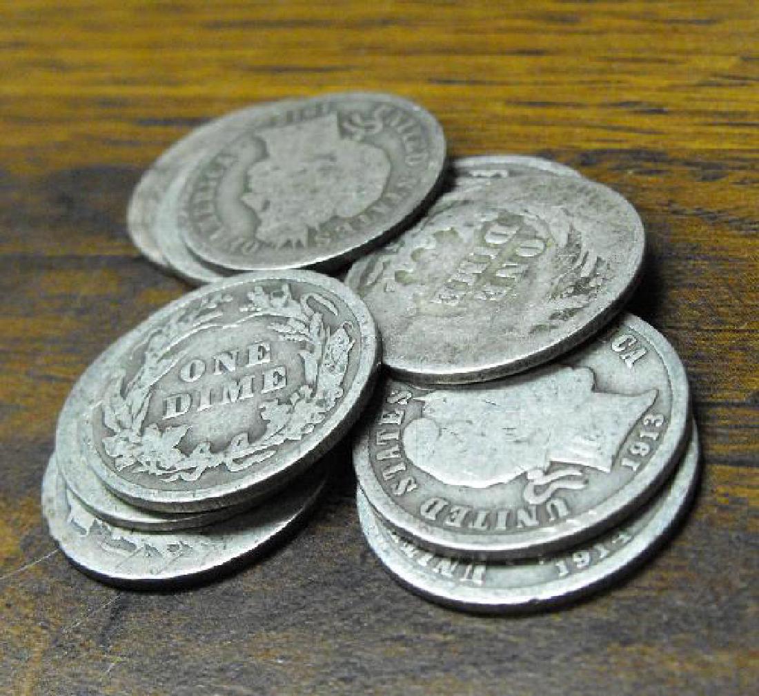 Lot of (10) 1900's Barber Dimes- (1 of 1)