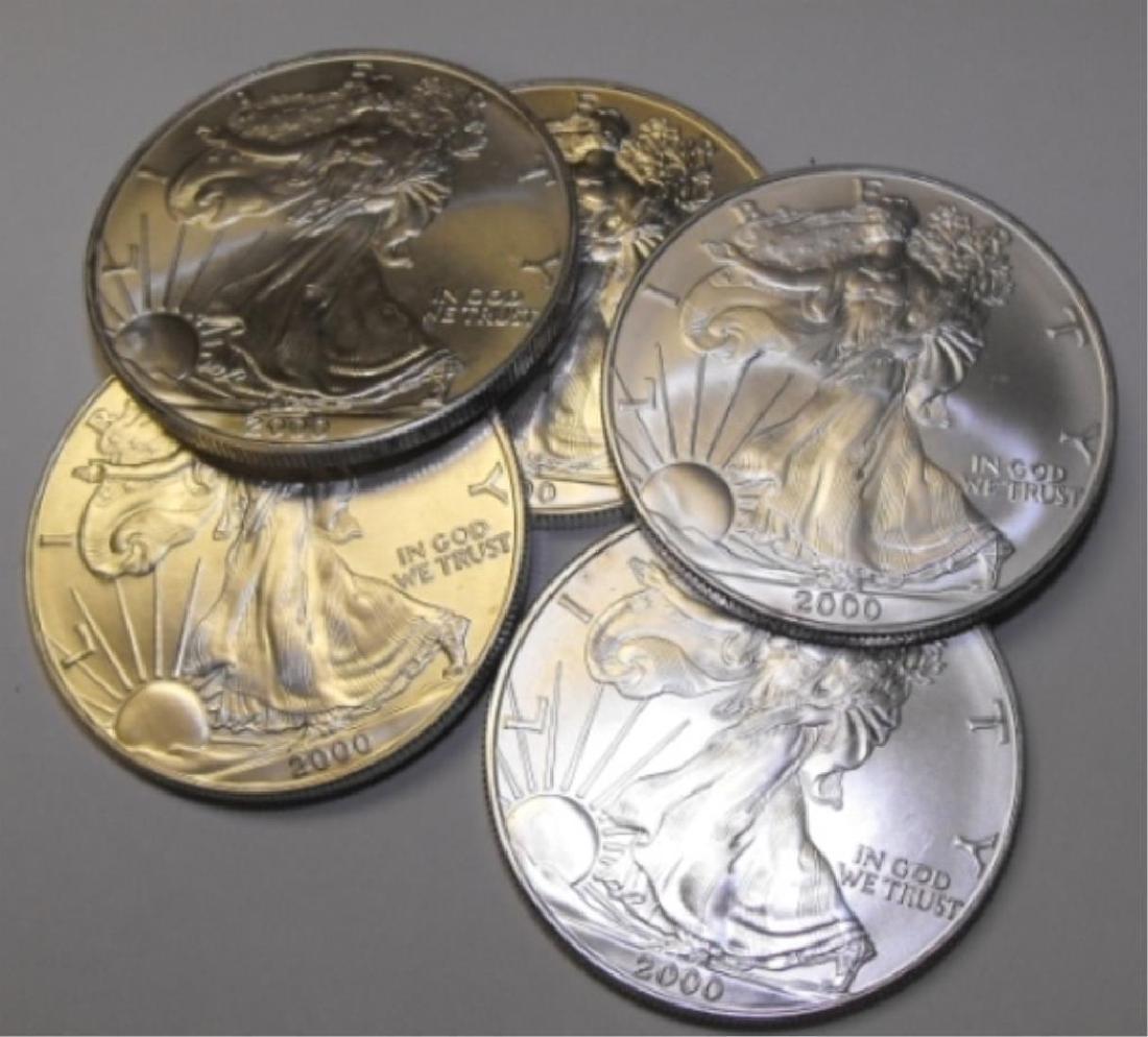 (5) Random Date US Silver Eagles (1 of 1)