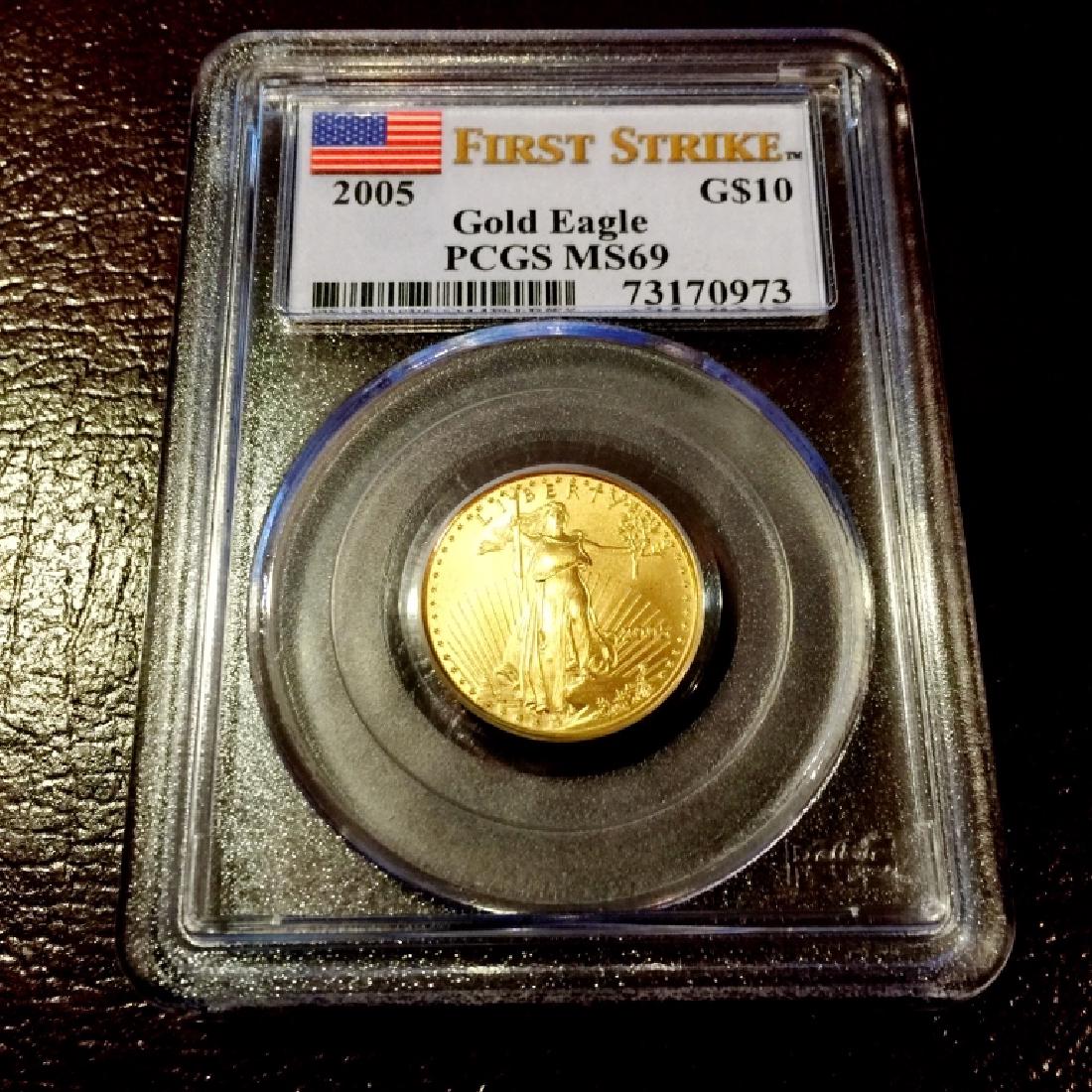 2005 MS 69 First Strikes $ 10 Gold Eagle - PCGS (1 of 1)