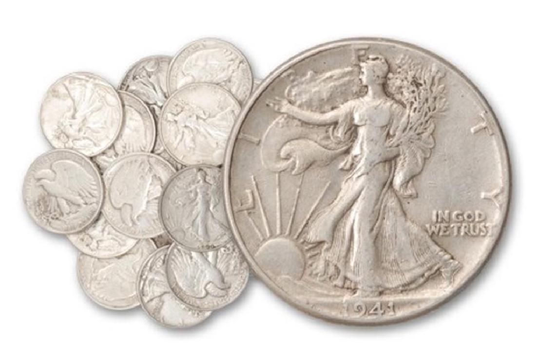 (20) Walking Liberty Half Dollars 90% Silver: Item is as shown in image. Bidder is responsible for all value and grade determination based upon image. All bids constitute abinding contract and agreement to pay.