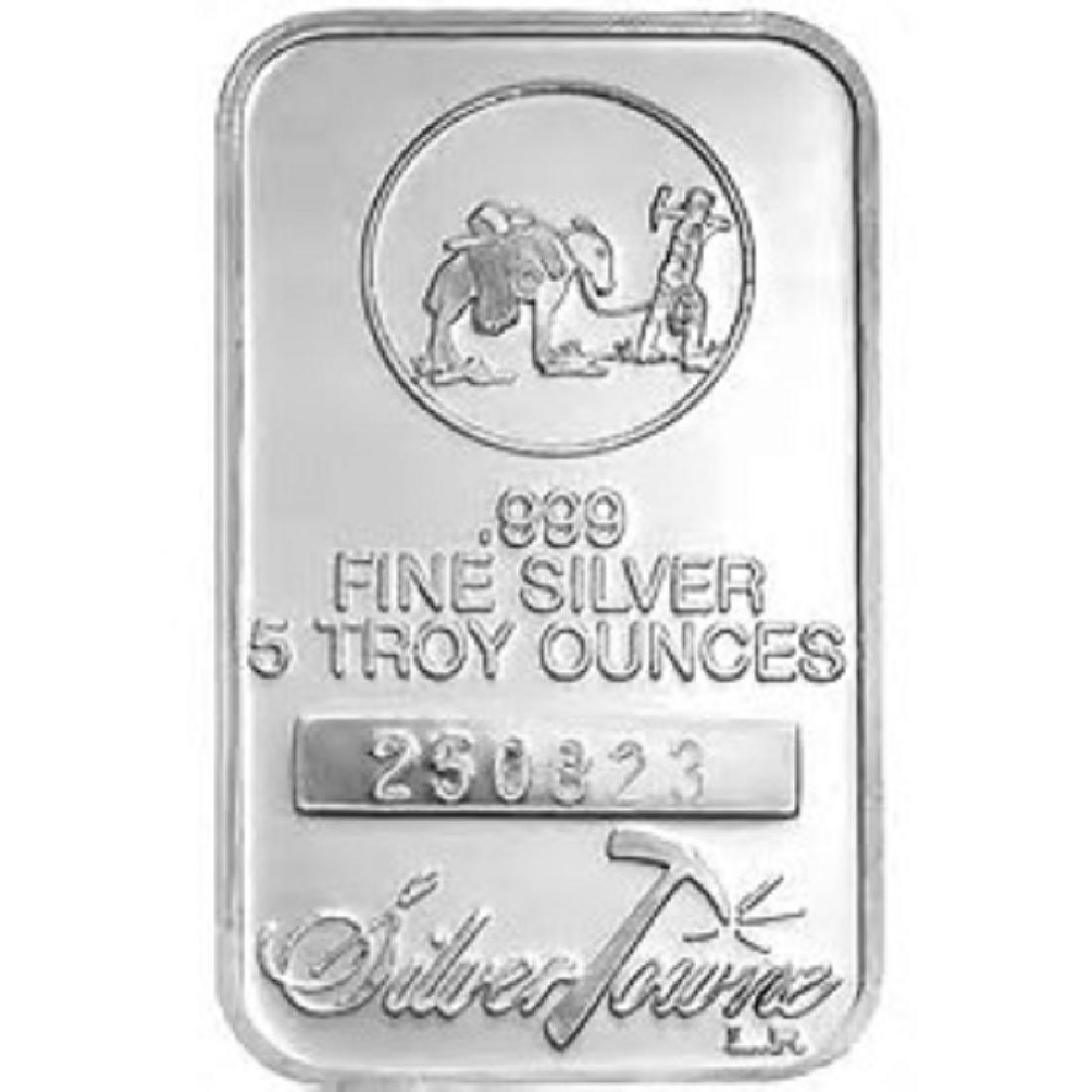 5 oz. Prospector Design Silver Bar - .999 Pure: Item is as shown in image. Bidder is responsible for all value and grade determination based upon image. All bids constitute abinding contract and agreement to pay.