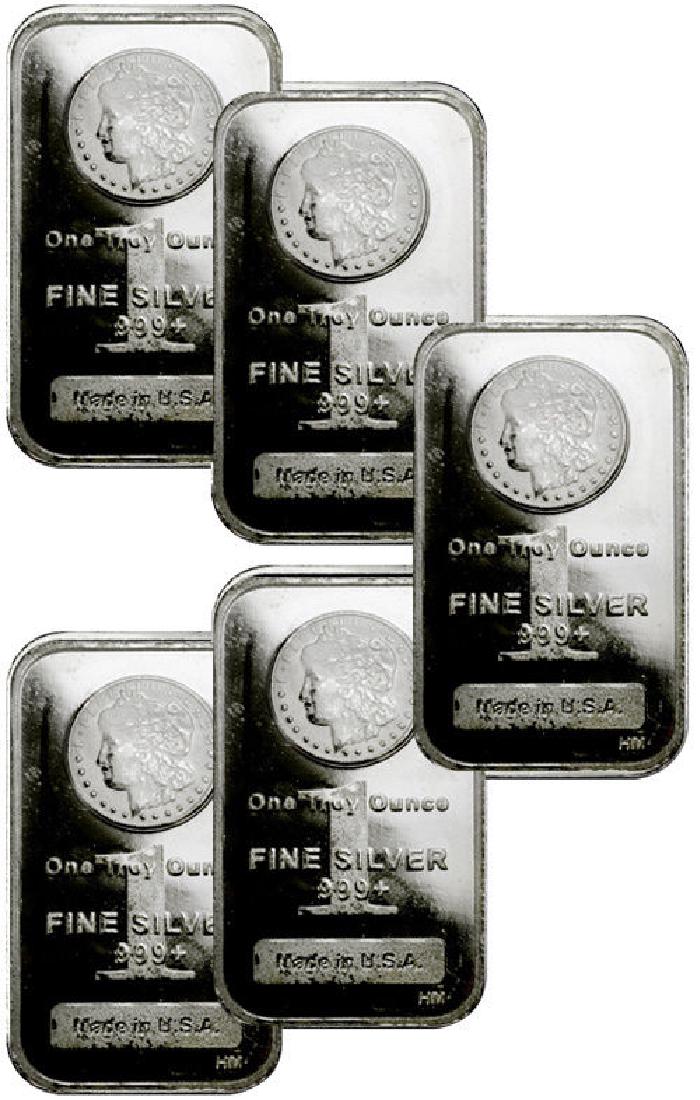 (5) 1 oz. Silver Morgan Design Silver Bars (1 of 1)