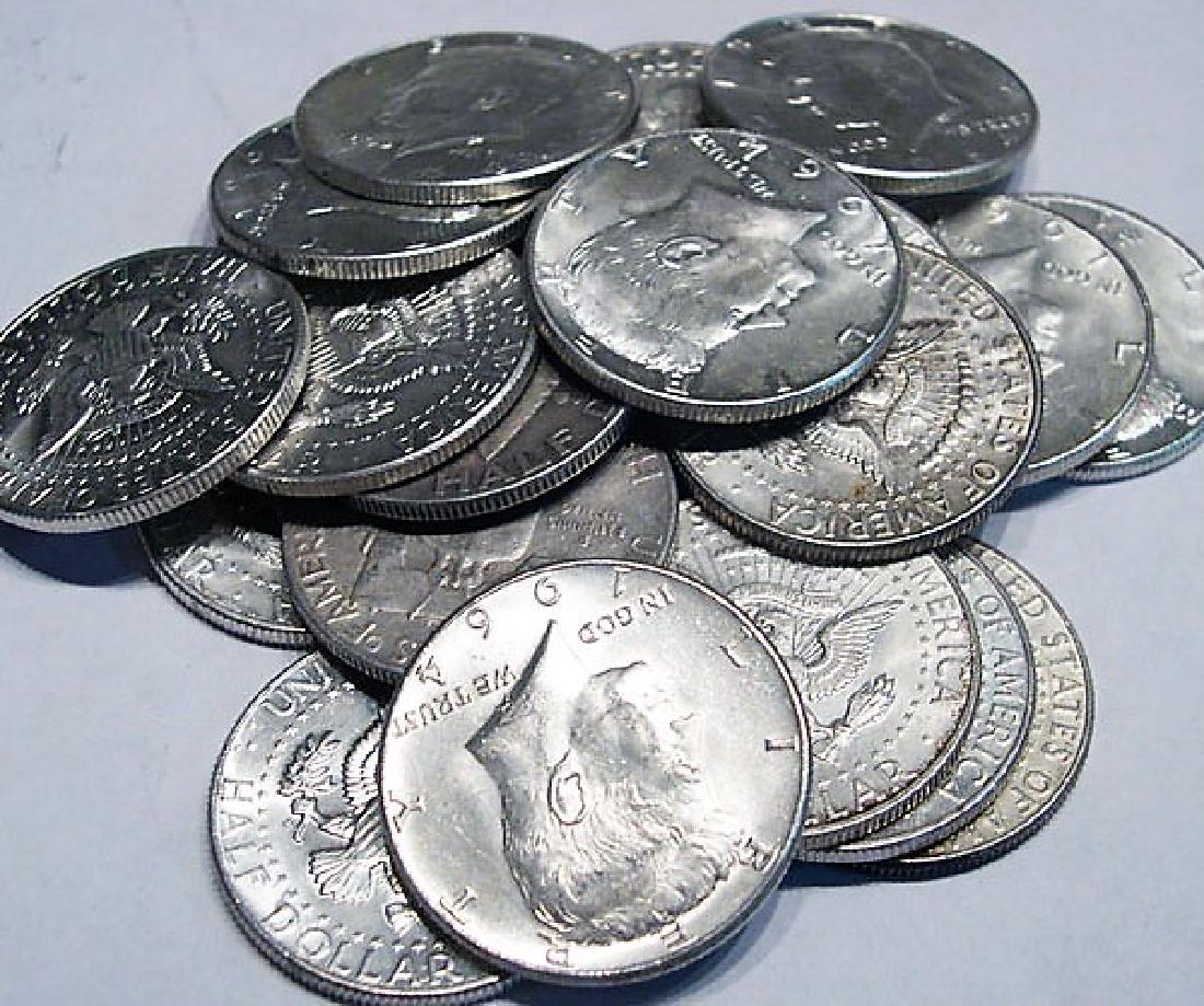 (20) Better Grade 1964 Kennedy Halves 90%: 90% Silver Halves-1964- Please note that all items are as shown in image. Bidder is responsible for all grade based upon images and value. Bidder further agrees to all terms and understands all nuance