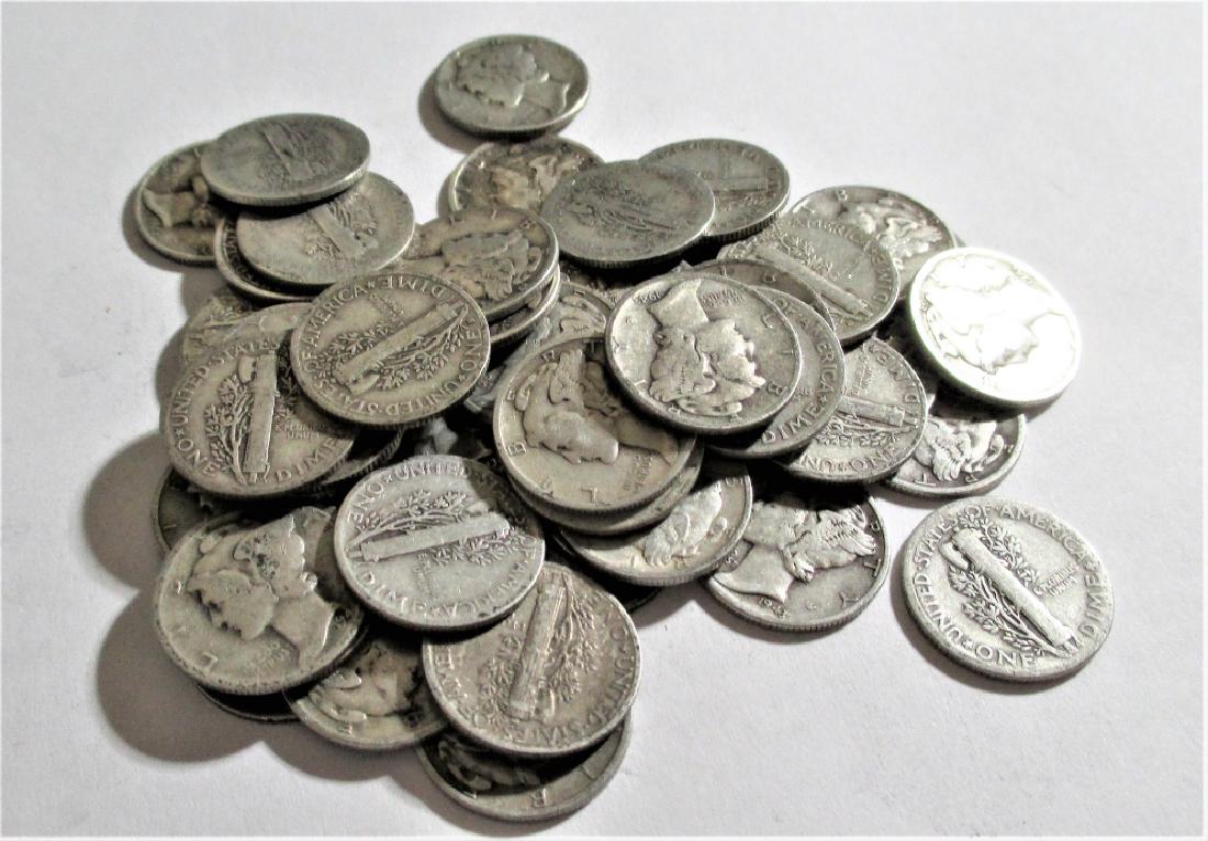 (50) Mercury Dimes -90% Silver: Please note that all items are as shown in image. Bidder is responsible for all grade based upon images and value. Bidder further agrees to all terms and understands all nuances of bidder registration
