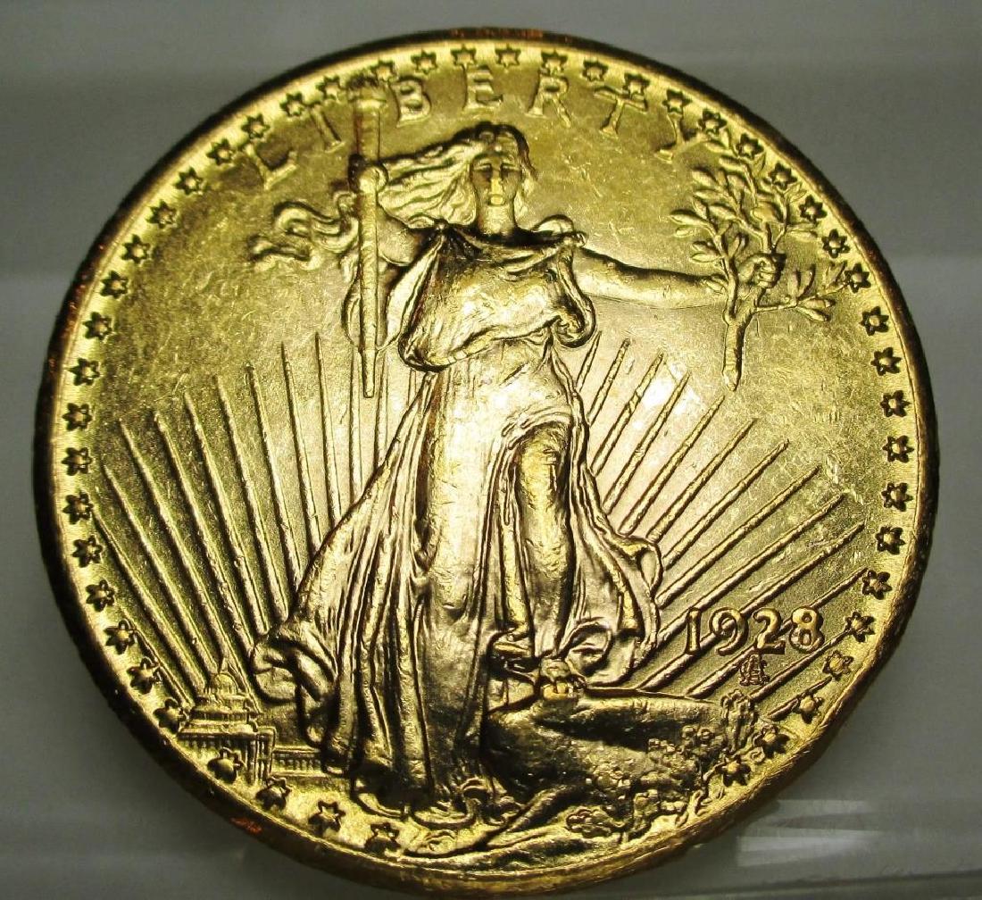 1928 $20 Gold Saint Gaudens Double Eagle: Please note that all items are as shown in image. Bidder is responsible for all grade based upon images and value. Bidder further agrees to all terms and understands all nuances of bidder registration