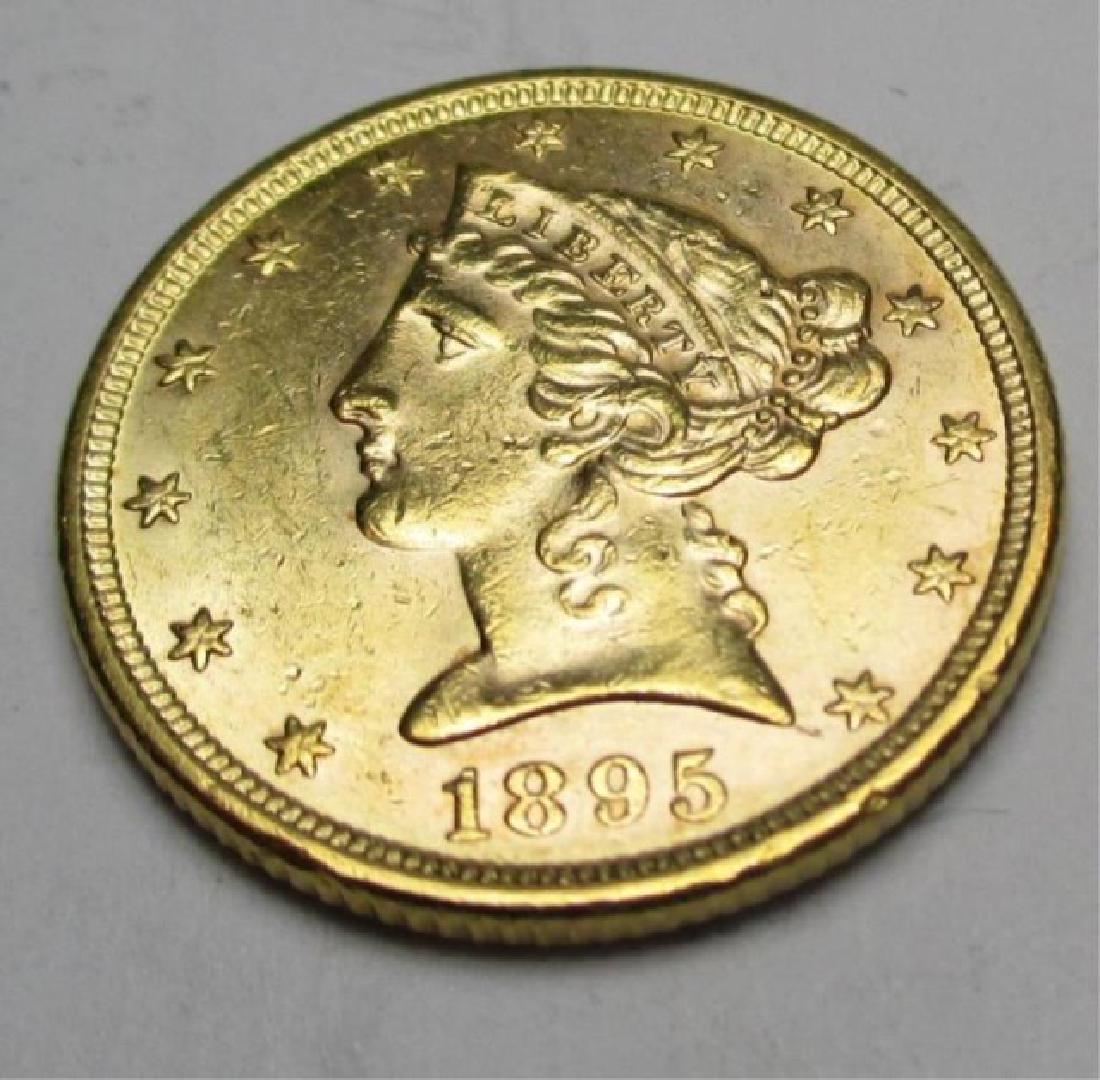 1895 P $5 Gold Liberty Half Eagle: Please note that all items are as shown in image. Bidder is responsible for all grade based upon images and value. Bidder further agrees to all terms and understands all nuances of bidder registration