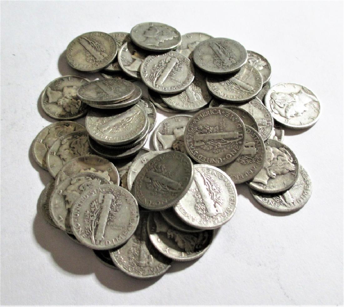 (50) Mercury Dimes -90% Silver: Please note that all items are as shown in image. Bidder is responsible for all grade based upon images and value. Bidder further agrees to all terms and understands all nuances of bidder registration