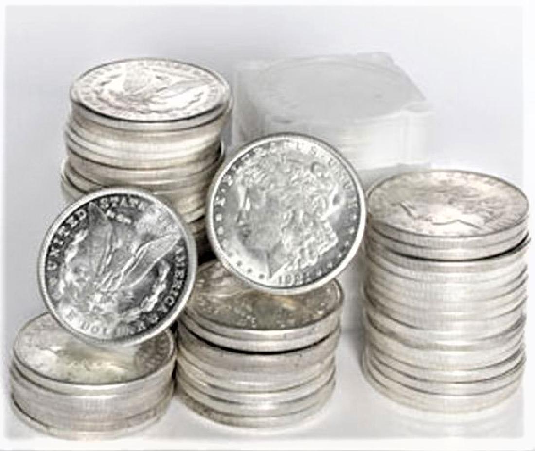 (80) 1921 BU Morgan Silver Dollars: Please note that all items are as shown in image. Bidder is responsible for all grade based upon images and value. Bidder further agrees to all terms and understands all nuances of bidder registration