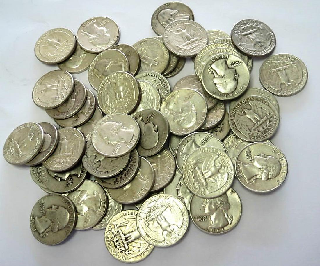 (50) Washington Quarters -90% Silver: Please note that all items are as shown in image. Bidder is responsible for all grade based upon images and value. Bidder further agrees to all terms and understands all nuances of bidder registration