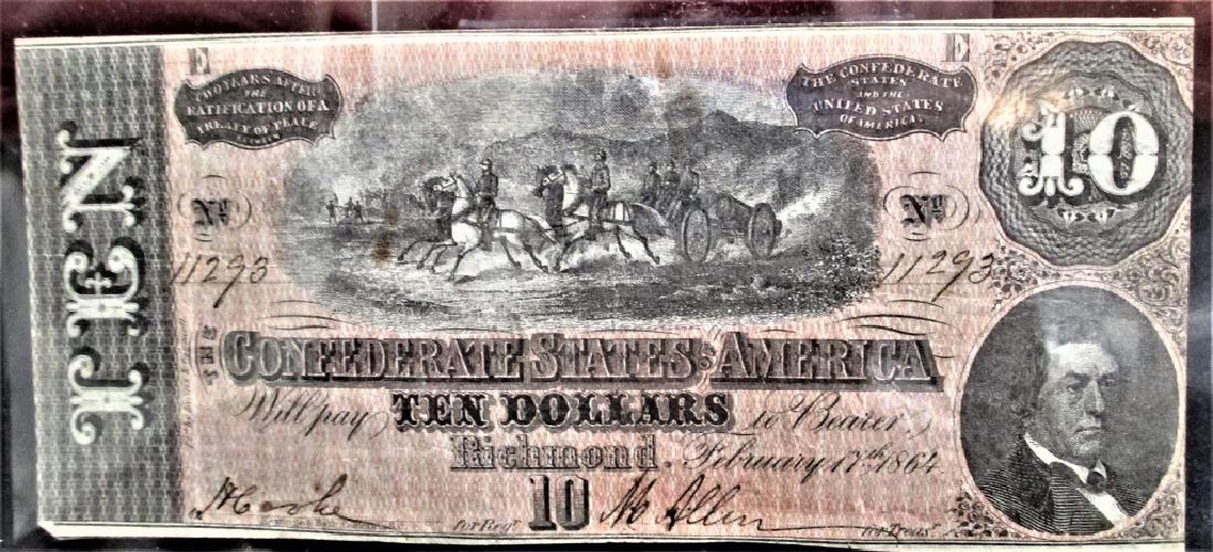 $10 Confederate Currency AU Grade: Please note that all items are as shown in image. Bidder is responsible for all grade based upon images and value. Bidder further agrees to all terms and understands all nuances of bidder registration