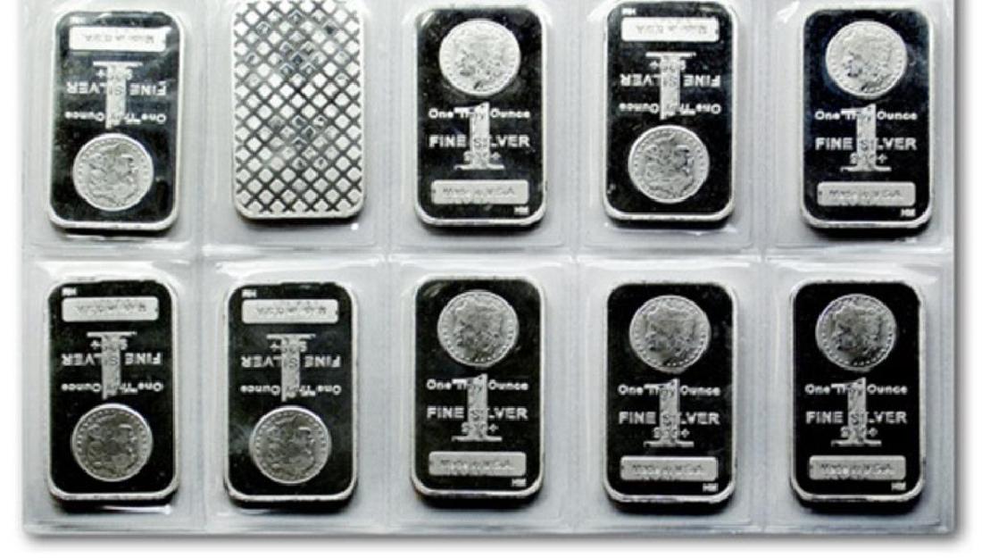 (10) 1 oz Silver Morgan Design Bars -.999 Pure: Please note that all items are as shown in image. Bidder is responsible for all grade based upon images and value. Bidder further agrees to all terms and understands all nuances of bidder registration