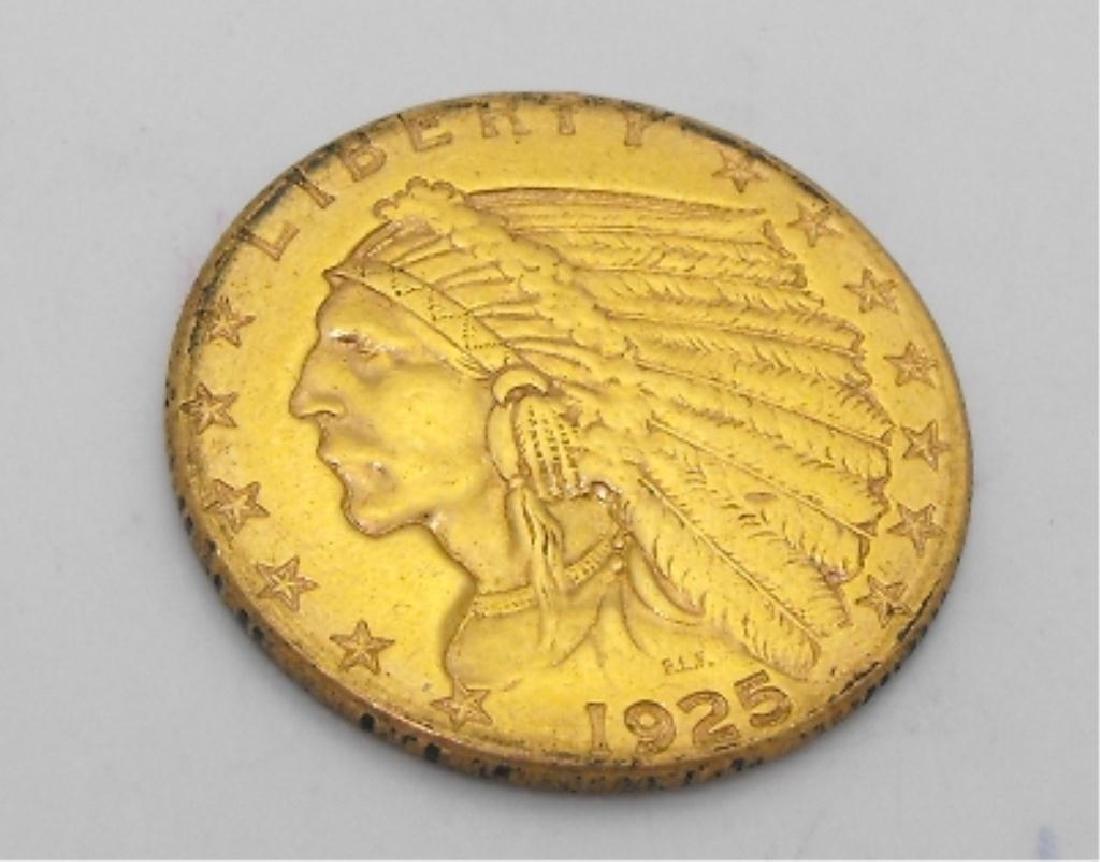 1925 D $2.5 Gold Indian Quarter Eagle: Please note that all items are as shown in image. Bidder is responsible for all grade based upon images and value. Bidder further agrees to all terms and understands all nuances of bidder registration