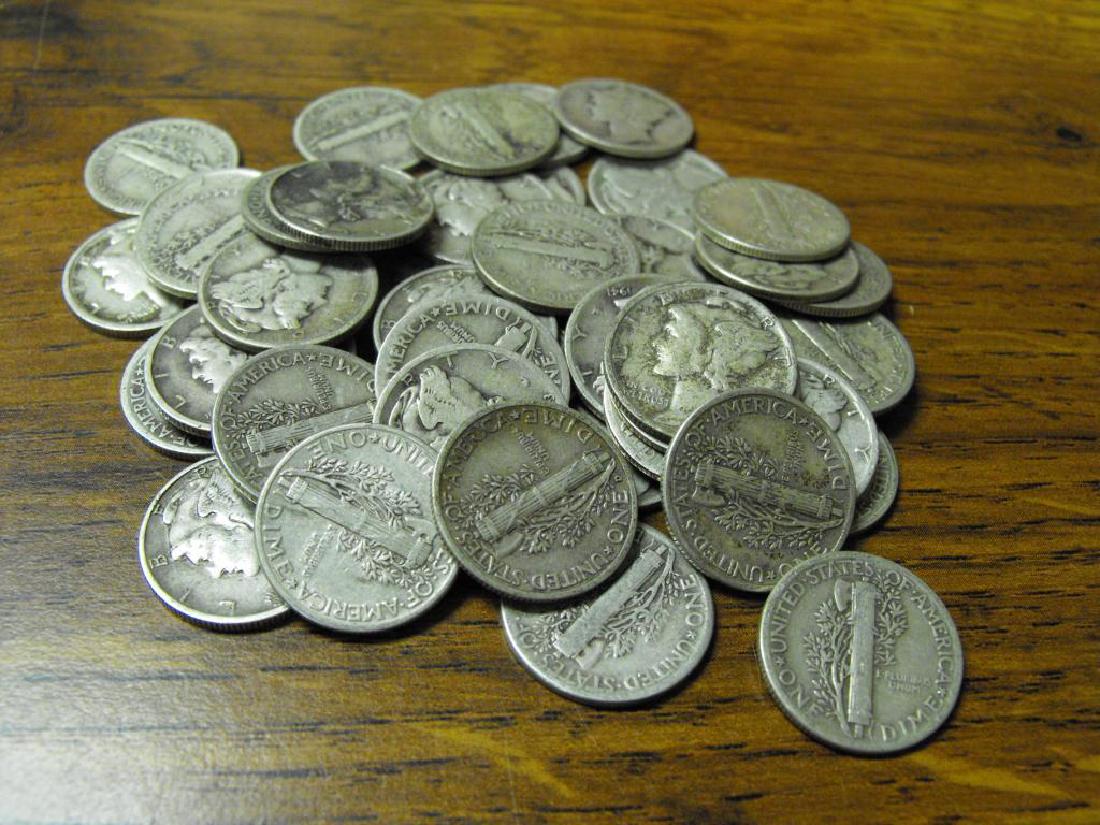 (50) $ 5 Face Value 90% Silver Mercury Dimes (1 of 1)