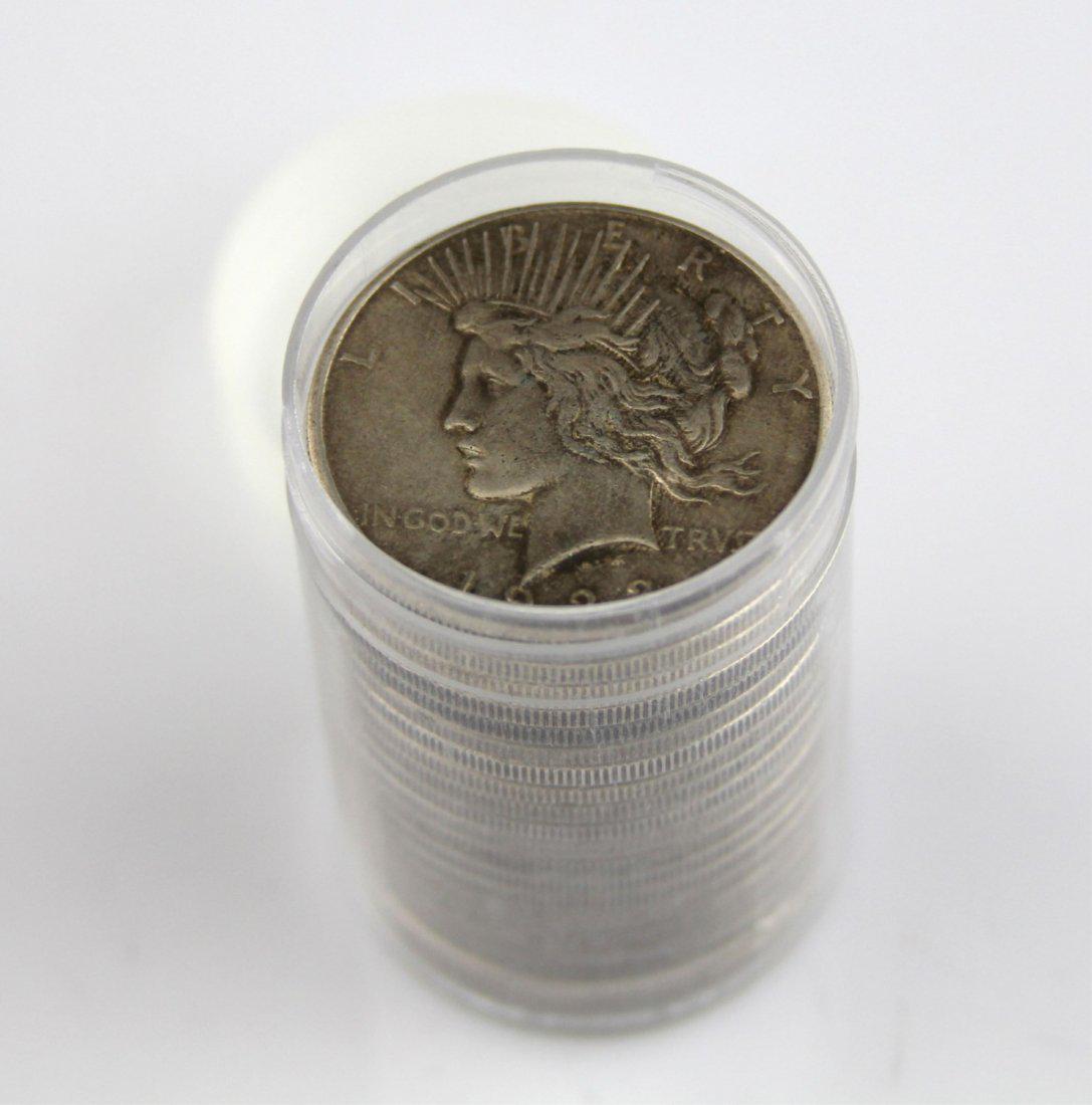 20 pc. Lot of Peace Dollars in Round Plastic Tube (1 of 1)