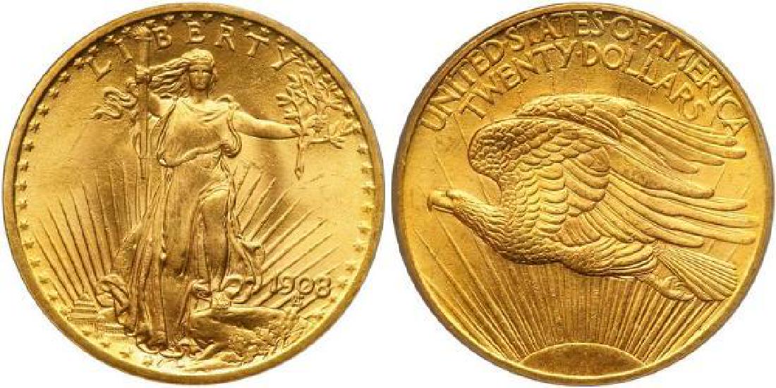1908 NM $20 Gold Saint Gaudens Better Grade: Please note that all items are as shown in image. Bidder is responsible for all grade based upon images and value. Bidder further agrees to all terms and understands all nuances of bidder registration