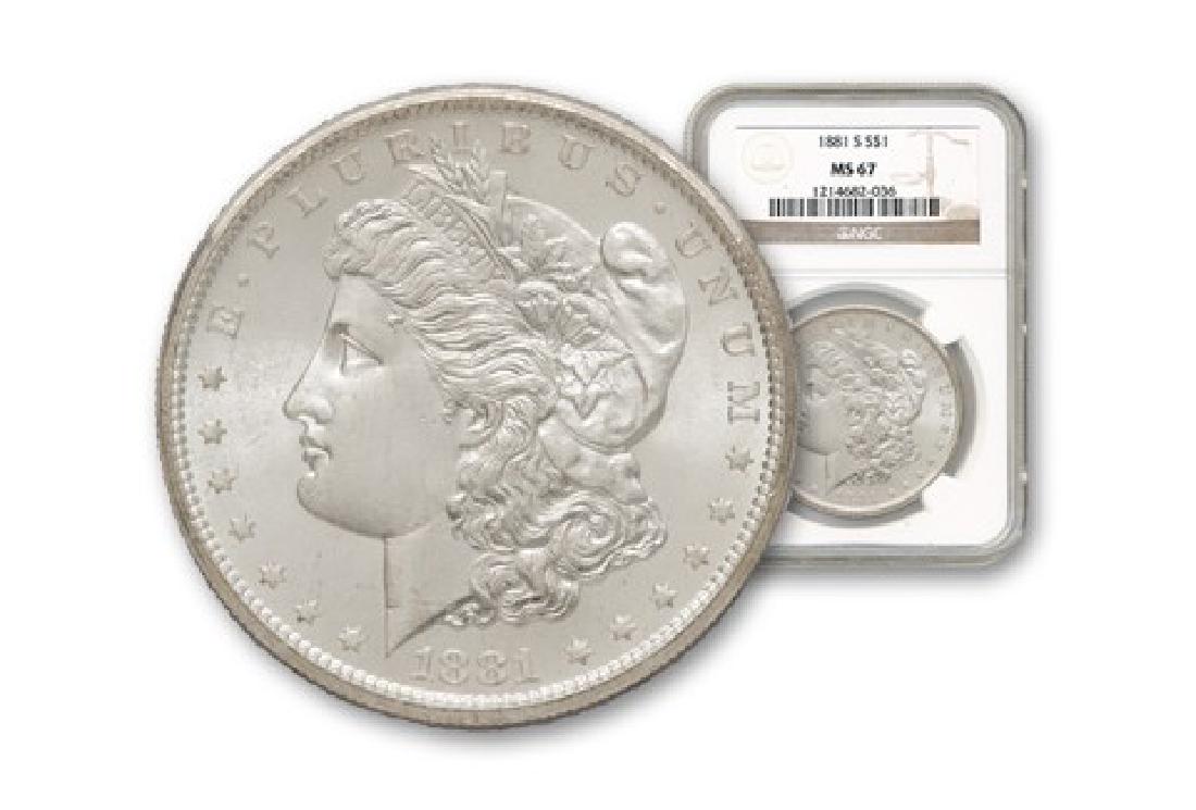 1881 s MS 67 NGC Morgan Silver Dollar: Please note that all items are as shown in image. Bidder is responsible for all grade based upon images and value. Bidder further agrees to all terms and understands all nuances of bidder registration