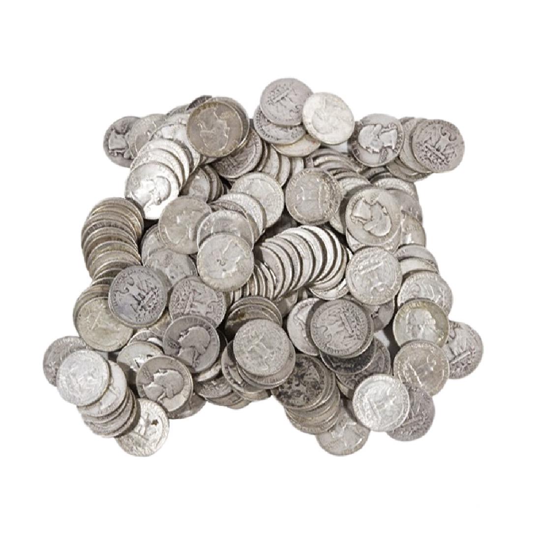 (100) 90% Silver Washington Quarters -1964 Prior: Please note that all items are as shown in image. Bidder is responsible for all grade based upon images and value. Bidder further agrees to all terms and understands all nuances of bidder registration