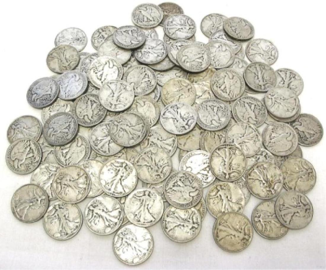 (50) Walking Liberty Half Dollars -90% Silver: Please note that all items are as shown in image. Bidder is responsible for all grade based upon images and value. Bidder further agrees to all terms and understands all nuances of bidder registration