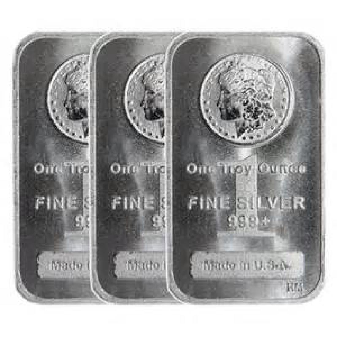 (3) 1 Oz. Silver Morgan Design Bars .999 (1 of 1)