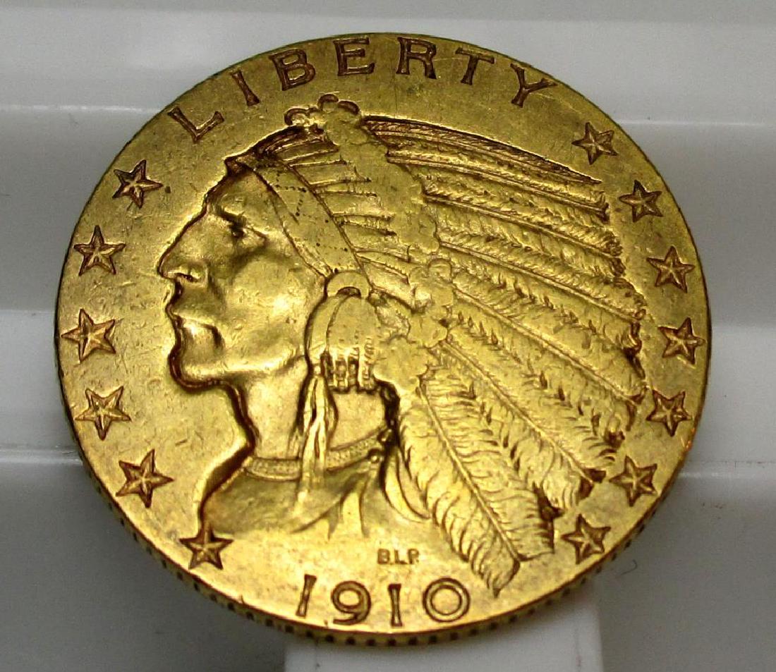 1910 s $ 5 Gold Indian Half Eagle (1 of 2)