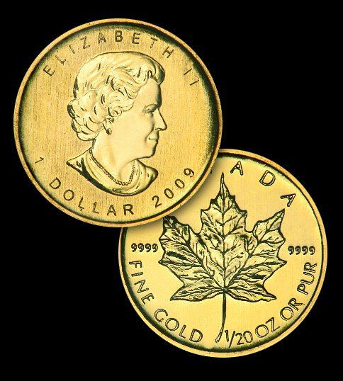 2009 Canadian Maple Leaf $1 Gold Bullion 1/20 oz.: 2009 Canadian Maple Leaf $1 Gold Bullion 1/20 oz.- nn