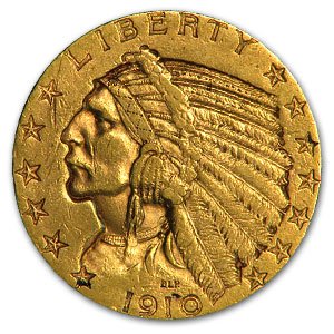 $5.00 Indian U.S. Half Eagle-AU- US FILE-mmbtr: From a large US AFS cache we are offering high bidder a random pull from the lot of 43, winning bidder gets 1
