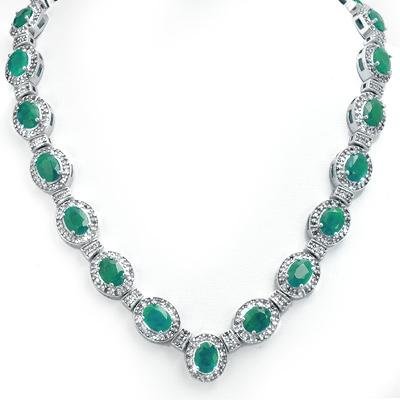 Genuine 37.7 ctw Emerald & Diamond Necklace $ 37k A