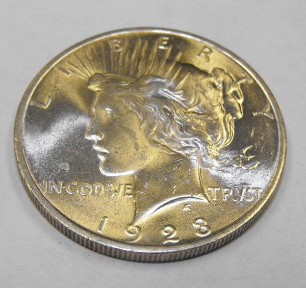 1923 Peace Silver Dollar Uncirculated: An UNC grade peace dollar-