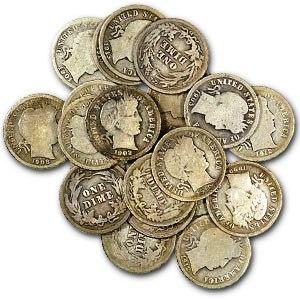 Lot of 10 Barber Dimes- 1892-1916 Date Range: A lot of 10 g-f grade Barber Dimes- 1892-1916 date range. All of our items are Official US Asset Forfeiture & Seizures acquisitions. They are not privately held items. They may have belonged to bankru