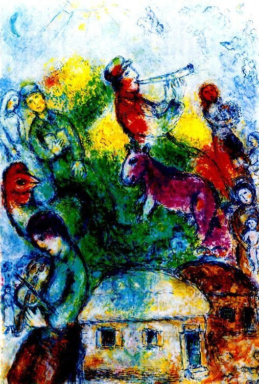 Marc Chagall Signed Limited Edition Giclee SHOFAR: This is a MARC CHAGALL giclee titled "SHOFAR". This piece is facsimile signed on the lower right and is pencil numbered on the lower left from an edition of 375. Paper measures approximately 22" x 17"
