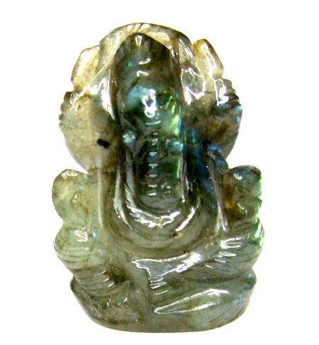 75 cts GANESHA CARVED LABRADORITE GEMSTONE: Unusual gemstone collectible-