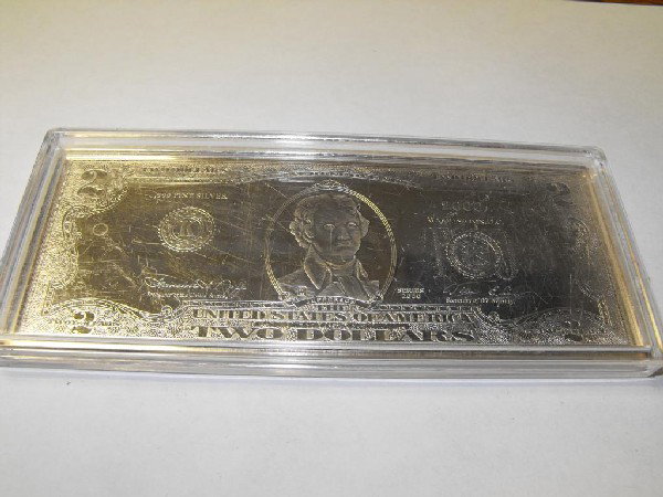 1/4 Pound Pure .999 Silver $ 2 Dollar Bill: As shown