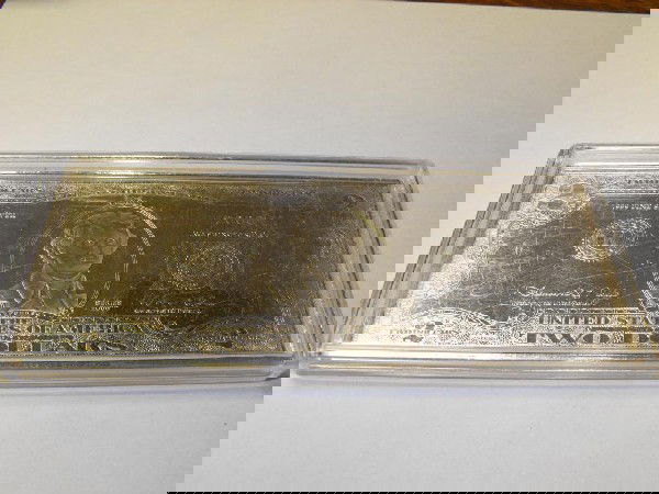 .999 Pure 4 Troy Ounces $ 2 Dollar Bill: As shown