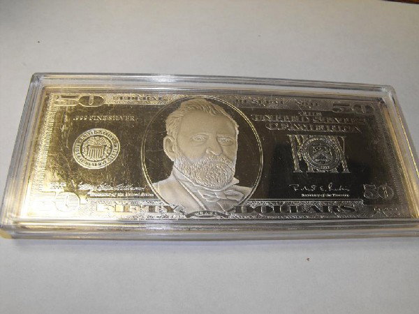 1/4 Pound Silver $ 50 Dollar Bill: As shown