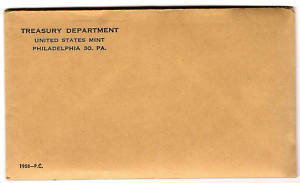 1958 Mint Set - Original Envelope: 1958 US Mint Silver Proof Set.- Inside are 5 Uncirculated coins which are 52 years old. They are the 1958 --90 % Silver Half, Quarter, and Dime, as well as the Nickel ,and Penny.