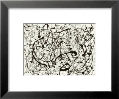 # 14 Gray - Jackson Pollock - Framed: (1912 – 1956) poured and dripped paint onto canvases, challenging the traditional use of an easel and brush. Deceptively childlike, Pollock's work was actually astoundingly complex and sophisticated