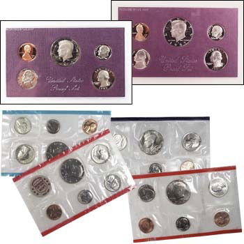 1985 & 1987 Proof Sets & 1972 & 1990 Mint Sets: U.S. 5-Coin 1985 Proof Set Its 3.4 million mintage was lower than some proof sets of the period which sell for as much or more. Included are finest-quality proofs of the 1985 cent, nickel, dime, quart