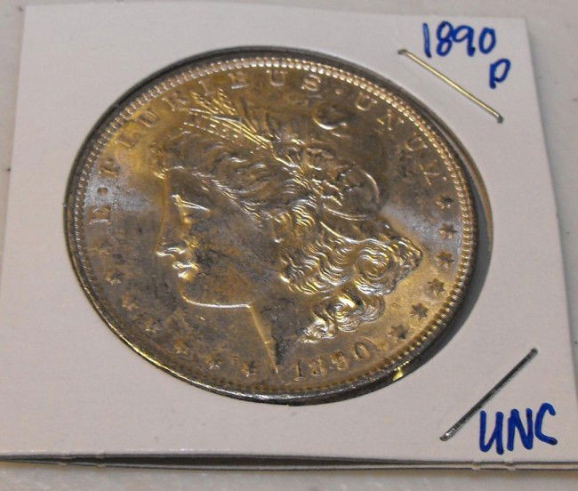 1890 P UNC Morgan: This item has been placed into slab/holder/2x 2 by a third party prior to it being listed by us, we do not know the grades of the items.Evaluation should be based upon visual inspection via photo- Thi