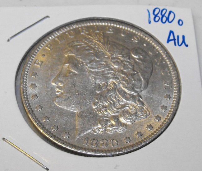 1880 o AU Morgan: This item has been placed into slab/holder/2x 2 by a third party prior to it being listed by us, we do not know the grades of the items.Evaluation should be based upon visual inspection via photo- Thi