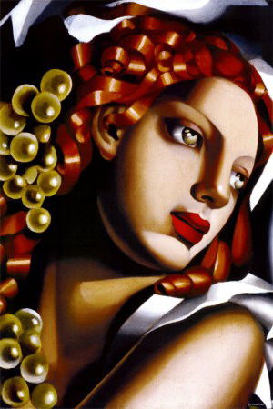 L'Eclat - Tamara de Lempicka - 24 x 36: Tamara de Lempicka, the leading Art Deco painter, painted elegant women who emanated allure. De Lempicka (1898 – 1980), who was born in Poland, lived in Russia before fleeing to Paris during the Bol