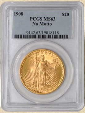 1908 $20 St. Gaudens MS63 PCGS No Motto: 1908 $20 St. Gaudens MS63 PCGS No Motto- File cbyy-ioop