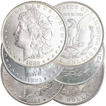 1882-CC, 1883-CC & 1884-CC Morgans BU: Only about 2% of all Morgan silver dollar mintages were struck at this isolated Nevada mint, located near the fabled Comstock Lode. The "CC" mintmark carries an irresistible aura of the Old West. Thes